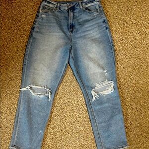 American Eagle Outfitters Light Blue Distressed Cropped Jeans